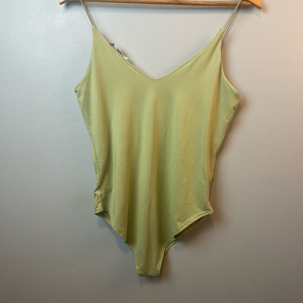 Gaze One Piece Bodysuit V-Neck Spaghetti Straps Snap Closure on Bottom